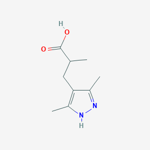 molecular formula C9H14N2O2 B3375318 3-(3,5-dimethyl-1H-pyrazol-4-yl)-2-methylpropanoic acid CAS No. 1093430-18-2