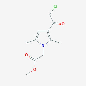 molecular formula C11H14ClNO3 B3375335 methyl 2-[3-(2-chloroacetyl)-2,5-dimethyl-1H-pyrrol-1-yl]acetate CAS No. 1094364-33-6