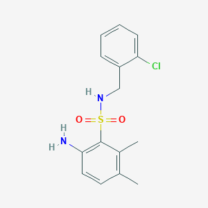 molecular formula C15H17ClN2O2S B3375350 6-amino-N-[(2-chlorophenyl)methyl]-2,3-dimethylbenzene-1-sulfonamide CAS No. 1094926-72-3