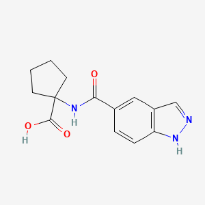 molecular formula C14H15N3O3 B3375404 1-(1H-indazole-5-amido)cyclopentane-1-carboxylic acid CAS No. 1099147-55-3