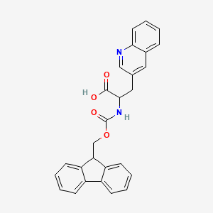 molecular formula C27H22N2O4 B3375546 2-(9H-Fluoren-9-ylmethoxycarbonylamino)-3-quinolin-3-YL-propionic acid CAS No. 1106706-63-1