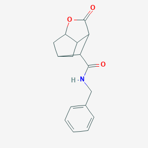 molecular formula C16H17NO3 B337558 4-Oxatricyclo[4.2.1.0(3,7)]nonane-9-carboxamide, 5-oxo-N-(phenylmethyl)- 