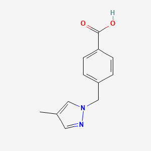 molecular formula C12H12N2O2 B3375623 4-[(4-Methyl-1H-pyrazol-1-YL)methyl]benzoic acid CAS No. 1119391-16-0