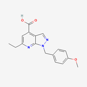 molecular formula C17H17N3O3 B3375634 6-ethyl-1-(4-methoxybenzyl)-1H-pyrazolo[3,4-b]pyridine-4-carboxylic acid CAS No. 1120284-75-4