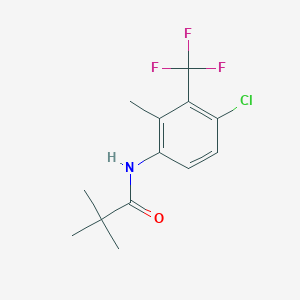 molecular formula C13H15ClF3NO B3375640 N-[4-chloro-2-methyl-3-(trifluoromethyl)phenyl]-2,2-dimethylpropanamide CAS No. 112641-23-3