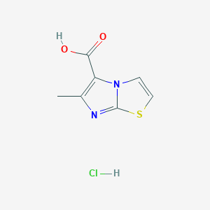 molecular formula C7H7ClN2O2S B3375720 6-Methylimidazo[2,1-b][1,3]thiazole-5-carboxylic acid hydrochloride CAS No. 1135110-43-8