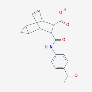 molecular formula C19H19NO4 B337578 7-[(4-Acetylanilino)carbonyl]tricyclo[3.2.2.0~2,4~]non-8-ene-6-carboxylic acid 