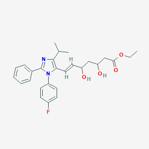 molecular formula C27H31FN2O4 B033758 ethyl (E)-7-[3-(4-fluorophenyl)-2-phenyl-5-propan-2-ylimidazol-4-yl]-3,5-dihydroxyhept-6-enoate CAS No. 109083-30-9
