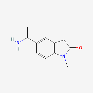 molecular formula C11H14N2O B3375808 5-(1-aminoethyl)-1-methyl-2,3-dihydro-1H-indol-2-one CAS No. 1152587-80-8