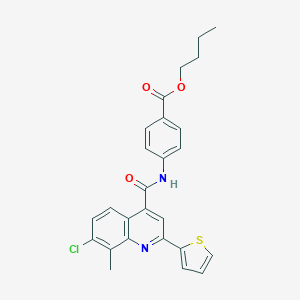 molecular formula C26H23ClN2O3S B337581 Butyl 4-({[7-chloro-8-methyl-2-(2-thienyl)-4-quinolinyl]carbonyl}amino)benzoate 