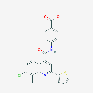 molecular formula C23H17ClN2O3S B337583 Methyl 4-({[7-chloro-8-methyl-2-(2-thienyl)-4-quinolinyl]carbonyl}amino)benzoate 
