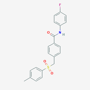 molecular formula C21H18FNO3S B337586 N-(4-fluorophenyl)-4-{[(4-methylphenyl)sulfonyl]methyl}benzamide 