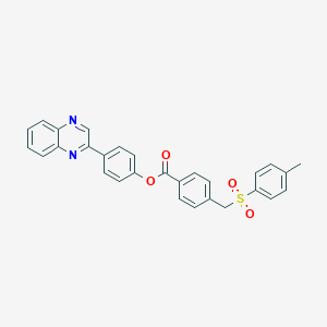 molecular formula C29H22N2O4S B337590 4-(2-Quinoxalinyl)phenyl 4-{[(4-methylphenyl)sulfonyl]methyl}benzoate 