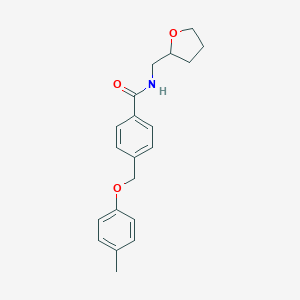 molecular formula C20H23NO3 B337593 4-[(4-methylphenoxy)methyl]-N-(tetrahydro-2-furanylmethyl)benzamide 