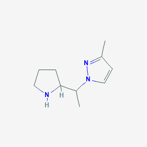 molecular formula C10H17N3 B3376019 3-methyl-1-[1-(pyrrolidin-2-yl)ethyl]-1H-pyrazole CAS No. 1170031-40-9