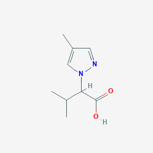 molecular formula C9H14N2O2 B3376044 3-methyl-2-(4-methyl-1H-pyrazol-1-yl)butanoic acid CAS No. 1170241-48-1