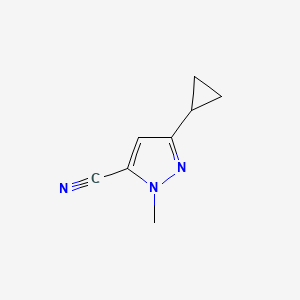 molecular formula C8H9N3 B3376053 3-cyclopropyl-1-methyl-1H-pyrazole-5-carbonitrile CAS No. 1170414-02-4