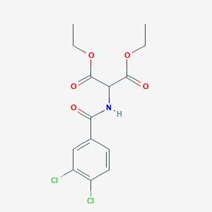 molecular formula C14H15Cl2NO5 B3376077 1,3-Diethyl 2-[(3,4-dichlorophenyl)formamido]propanedioate CAS No. 1171094-64-6