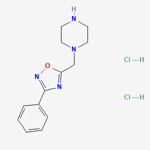 molecular formula C13H18Cl2N4O B3376114 1-[(3-Phenyl-1,2,4-oxadiazol-5-yl)methyl]piperazine dihydrochloride CAS No. 1172004-02-2