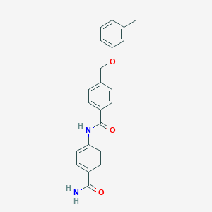 molecular formula C22H20N2O3 B337612 N-[4-(aminocarbonyl)phenyl]-4-[(3-methylphenoxy)methyl]benzamide 