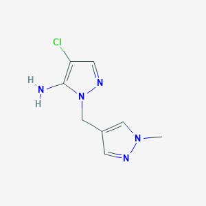 molecular formula C8H10ClN5 B3376126 4-Chloro-1-((1-methyl-1H-pyrazol-4-yl)methyl)-1H-pyrazol-5-amine CAS No. 1172082-34-6