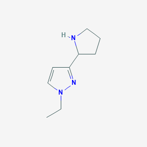 molecular formula C9H15N3 B3376127 1-ethyl-3-(pyrrolidin-2-yl)-1H-pyrazole CAS No. 1172228-66-8