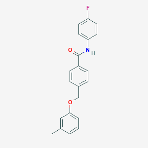 molecular formula C21H18FNO2 B337613 N-(4-fluorophenyl)-4-[(3-methylphenoxy)methyl]benzamide 