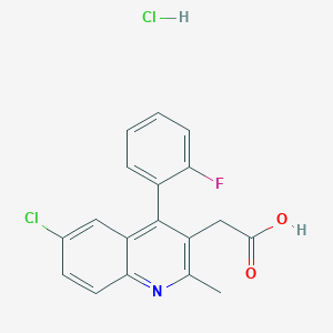 molecular formula C18H14Cl2FNO2 B3376138 2-[6-Chloro-4-(2-fluorophenyl)-2-methylquinolin-3-yl]acetic acid hydrochloride CAS No. 1172281-43-4