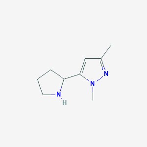 molecular formula C9H15N3 B3376146 1,3-dimethyl-5-(pyrrolidin-2-yl)-1H-pyrazole CAS No. 1172442-81-7