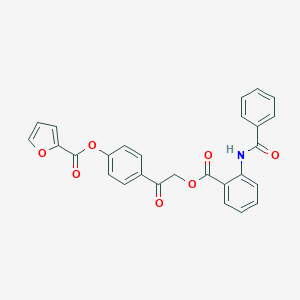 molecular formula C27H19NO7 B337622 4-(2-{[2-(Benzoylamino)benzoyl]oxy}acetyl)phenyl 2-furoate 