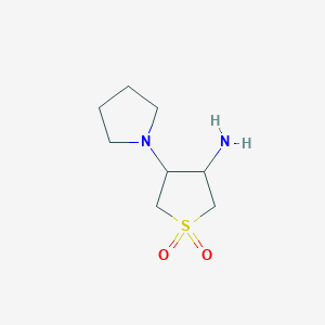 molecular formula C8H16N2O2S B3376283 3-Amino-4-(pyrrolidin-1-yl)-1lambda6-thiolane-1,1-dione CAS No. 1181267-49-1