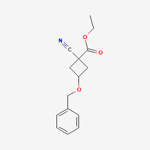 molecular formula C15H17NO3 B3376286 Ethyl 3-(benzyloxy)-1-cyanocyclobutanecarboxylate CAS No. 1181816-13-6