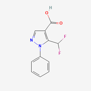 molecular formula C11H8F2N2O2 B3376357 5-(difluoromethyl)-1-phenyl-1H-pyrazole-4-carboxylic acid CAS No. 1187935-84-7