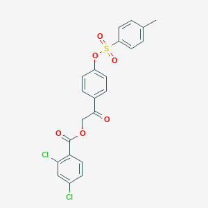 molecular formula C22H16Cl2O6S B337638 2-(4-{[(4-Methylphenyl)sulfonyl]oxy}phenyl)-2-oxoethyl 2,4-dichlorobenzoate 