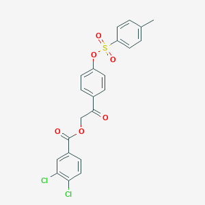 molecular formula C22H16Cl2O6S B337639 2-(4-{[(4-Methylphenyl)sulfonyl]oxy}phenyl)-2-oxoethyl 3,4-dichlorobenzoate 