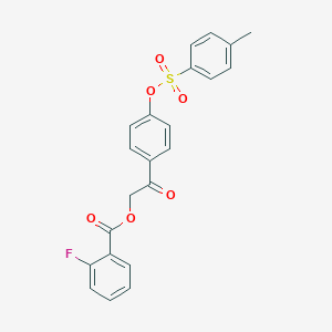 molecular formula C22H17FO6S B337641 2-(4-{[(4-Methylphenyl)sulfonyl]oxy}phenyl)-2-oxoethyl 2-fluorobenzoate 