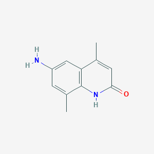 molecular formula C11H12N2O B3376503 6-Amino-4,8-dimethylquinolin-2(1h)-one CAS No. 120689-99-8
