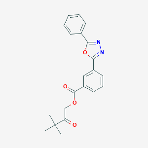 molecular formula C21H20N2O4 B337657 3,3-Dimethyl-2-oxobutyl 3-(5-phenyl-1,3,4-oxadiazol-2-yl)benzoate 