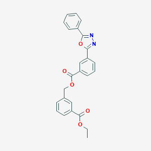 molecular formula C25H20N2O5 B337658 3-[[Oxo-[3-(5-phenyl-1,3,4-oxadiazol-2-yl)phenyl]methoxy]methyl]benzoic acid ethyl ester 