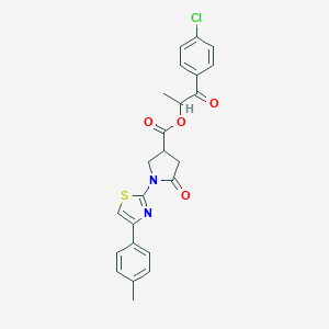 2-(4-Chlorophenyl)-1-methyl-2-oxoethyl 1-[4-(4-methylphenyl)-1,3-thiazol-2-yl]-5-oxo-3-pyrrolidinecarboxylate