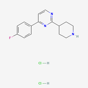 molecular formula C15H18Cl2FN3 B3376714 4-(4-Fluorophenyl)-2-(piperidin-4-yl)pyrimidine dihydrochloride CAS No. 1228457-21-3