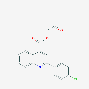 molecular formula C23H22ClNO3 B337677 3,3-Dimethyl-2-oxobutyl 2-(4-chlorophenyl)-8-methylquinoline-4-carboxylate 