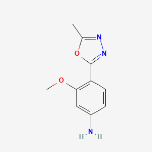 molecular formula C10H11N3O2 B3376774 3-Methoxy-4-(5-methyl-1,3,4-oxadiazol-2-yl)aniline CAS No. 1239719-68-6