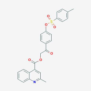 molecular formula C26H21NO6S B337684 2-(4-{[(4-Methylphenyl)sulfonyl]oxy}phenyl)-2-oxoethyl 2-methyl-4-quinolinecarboxylate 