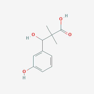 molecular formula C11H14O4 B3376915 3-Hydroxy-3-(3-hydroxyphenyl)-2,2-dimethylpropanoic acid CAS No. 1249097-36-6