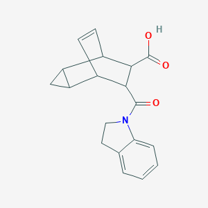 molecular formula C19H19NO3 B337697 7-(2,3-dihydro-1H-indol-1-ylcarbonyl)tricyclo[3.2.2.0~2,4~]non-8-ene-6-carboxylic acid 