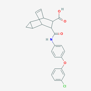 molecular formula C23H20ClNO4 B337698 7-{[4-(3-Chlorophenoxy)anilino]carbonyl}tricyclo[3.2.2.0~2,4~]non-8-ene-6-carboxylic acid 