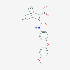 molecular formula C24H23NO5 B337699 7-{[4-(4-Methoxyphenoxy)anilino]carbonyl}tricyclo[3.2.2.0~2,4~]non-8-ene-6-carboxylic acid 