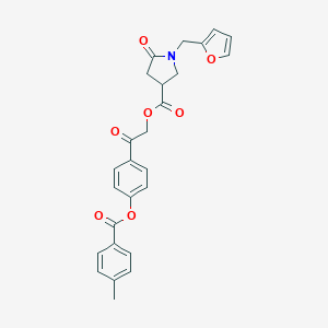 molecular formula C26H23NO7 B337702 2-{4-[(4-Methylbenzoyl)oxy]phenyl}-2-oxoethyl 1-(2-furylmethyl)-5-oxo-3-pyrrolidinecarboxylate 