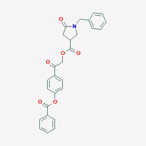 molecular formula C27H23NO6 B337703 2-[4-(Benzoyloxy)phenyl]-2-oxoethyl 1-benzyl-5-oxo-3-pyrrolidinecarboxylate 